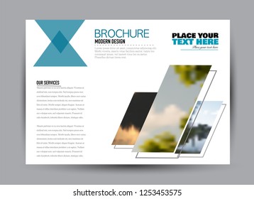 Flyer, brochure, billboard template design landscape orientation for business, education, school, presentation, website. Blue color. Editable vector illustration.