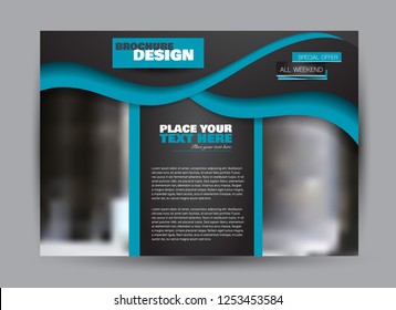 Flyer, brochure, billboard template design landscape orientation for business, education, school, presentation, website. Black and blue color. Editable vector illustration.