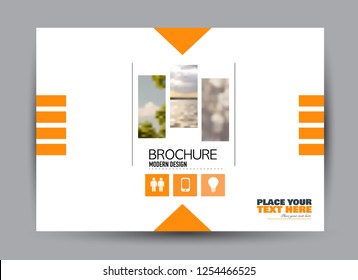 Flyer, brochure, billboard template design landscape orientation for business, education, school, presentation, website. Orange color. Editable vector illustration.