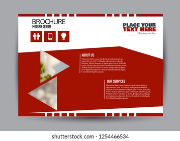 Flyer, brochure, billboard template design landscape orientation for business, education, school, presentation, website. Red color. Editable vector illustration.