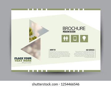 Flyer, brochure, billboard template design landscape orientation for business, education, school, presentation, website. Green color. Editable vector illustration.