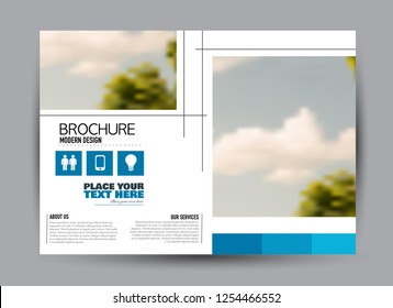 Flyer, brochure, billboard template design landscape orientation for business, education, school, presentation, website. Blue color. Editable vector illustration.