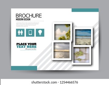 Flyer, brochure, billboard template design landscape orientation for business, education, school, presentation, website. Green color. Editable vector illustration.