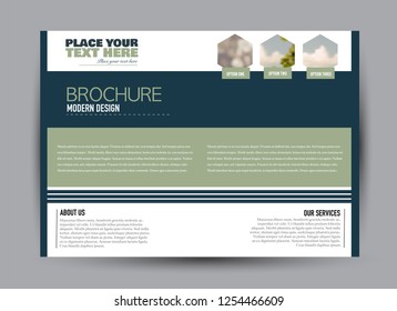 Flyer, brochure, billboard template design landscape orientation for business, education, school, presentation, website. Green and blue color. Editable vector illustration.