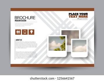 Flyer, brochure, billboard template design landscape orientation for business, education, school, presentation, website. Brown color. Editable vector illustration.