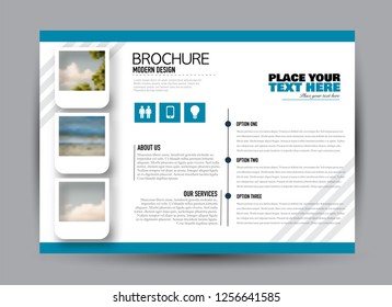 Flyer, brochure, billboard template design landscape orientation for business, education, school, presentation, website. Blue color. Editable vector illustration.