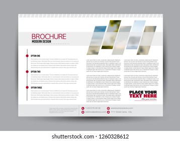 Flyer, brochure, billboard template design landscape orientation for business, education, school, presentation, website. Red color. Editable vector illustration.