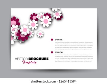 Flyer, brochure, billboard template design landscape orientation for business, education, school, presentation, website. Pink color. Editable vector illustration.