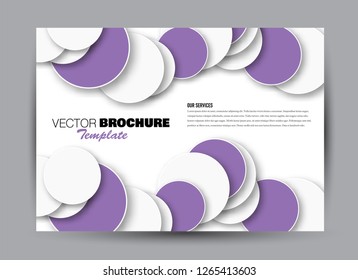 Flyer, brochure, billboard template design landscape orientation for business, education, school, presentation, website. Purple color. Editable vector illustration.