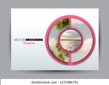 Flyer, brochure, billboard template design landscape orientation for business, education, school, presentation, website. Pink color. Editable vector illustration.