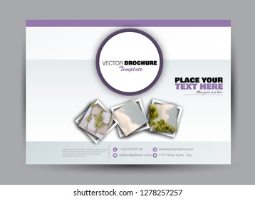 Flyer, brochure, billboard template design landscape orientation for business, education, school, presentation, website. Purple color. Editable vector illustration.