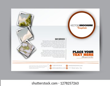 Flyer, brochure, billboard template design landscape orientation for business, education, school, presentation, website. Orange color. Editable vector illustration.