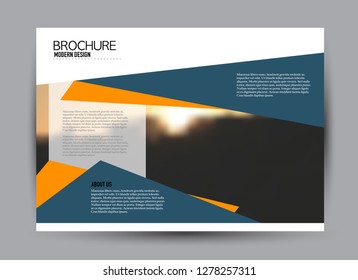Flyer, brochure, billboard template design landscape orientation for business, education, school, presentation, website. Blue and orange color. Editable vector illustration.