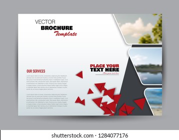 Flyer, brochure, billboard template design landscape orientation for business, education, school, presentation, website. Red color. Editable vector illustration.