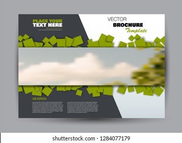 Flyer, brochure, billboard template design landscape orientation for business, education, school, presentation, website. Green and grey color. Editable vector illustration.