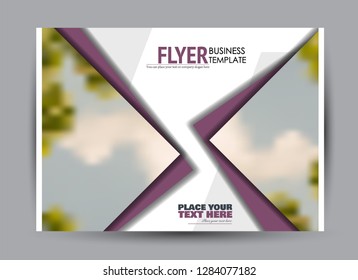 Flyer, brochure, billboard template design landscape orientation for business, education, school, presentation, website. Purple color. Editable vector illustration.
