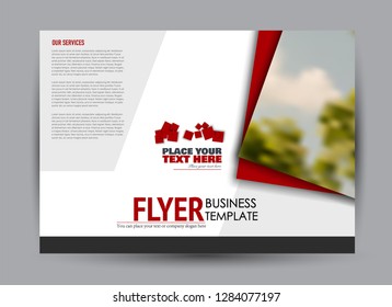 Flyer, brochure, billboard template design landscape orientation for business, education, school, presentation, website. Red color. Editable vector illustration.