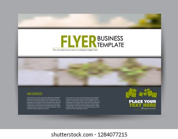 Flyer, brochure, billboard template design landscape orientation for business, education, school, presentation, website. Green and grey color. Editable vector illustration.