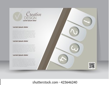 Flyer, brochure, billboard template design landscape orientation for education, presentation, website. Brown color. Editable vector illustration