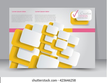 Flyer, brochure, billboard template design landscape orientation for education, presentation, website. Pink and orange color. Editable vector illustration