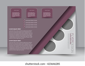 Flyer, brochure, billboard template design landscape orientation for education, presentation, website. Dark red color. Editable vector illustration