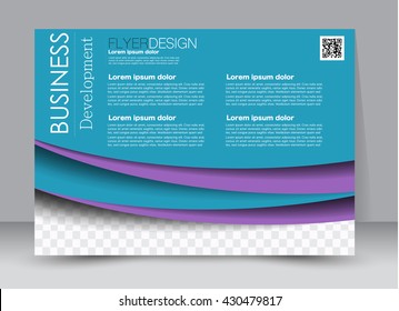 Flyer, brochure, billboard template design landscape orientation for education, presentation, website. Blue and purple color. Editable vector illustration.
