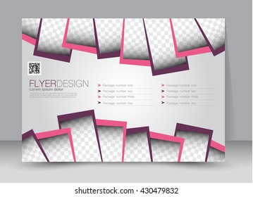 Flyer, brochure, billboard template design landscape orientation for education, presentation, website. Purple and pink color. Editable vector illustration.