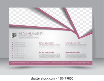 Flyer, brochure, billboard template design landscape orientation for education, presentation, website. Pink color. Editable vector illustration.