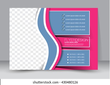Flyer, brochure, billboard template design landscape orientation for education, presentation, website. Pink and blue color. Editable vector illustration.