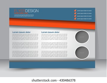 Flyer, brochure, billboard template design landscape orientation for education, presentation, website. Orange and blue color. Editable vector illustration.