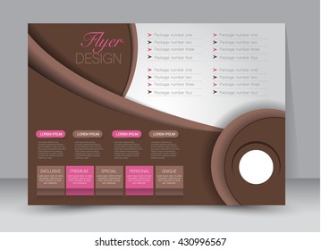 Flyer, brochure, billboard template design landscape orientation for education, presentation, website. Pink and brown color. Editable vector illustration.