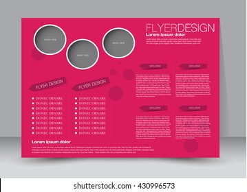 Flyer, brochure, billboard template design landscape orientation for education, presentation, website. Pink color. Editable vector illustration.