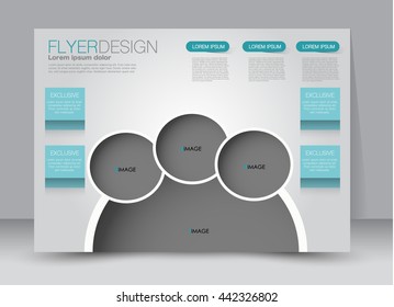 Flyer, brochure, billboard template design landscape orientation for education, presentation, website. Blue color. Editable vector illustration.