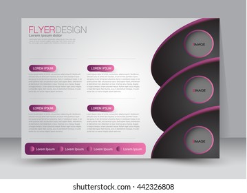 Flyer, brochure, billboard template design landscape orientation for education, presentation, website. Purple and black color. Editable vector illustration.
