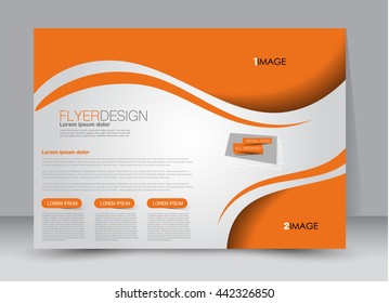 Flyer, brochure, billboard template design landscape orientation for education, presentation, website. Orange color. Editable vector illustration.