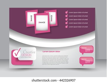 Flyer, brochure, billboard template design landscape orientation for education, presentation, website. Pink color. Editable vector illustration.