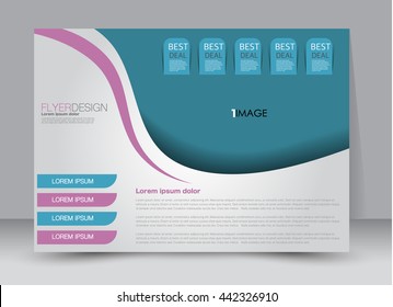 Flyer, brochure, billboard template design landscape orientation for education, presentation, website. Pink and blue color. Editable vector illustration.