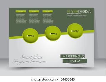 Flyer, brochure, billboard template design landscape orientation for education, presentation, website. Green color. Editable vector illustration.