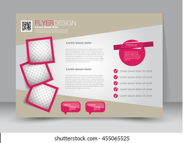 Flyer, brochure, billboard template design landscape orientation for education, presentation, website. Red color. Editable vector illustration.