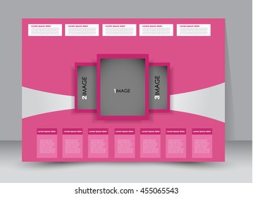 Flyer, brochure, billboard template design landscape orientation for education, presentation, website. Pink color. Editable vector illustration.