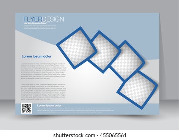 Flyer, brochure, billboard template design landscape orientation for education, presentation, website. Blue color. Editable vector illustration.