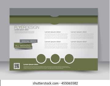 Flyer, brochure, billboard template design landscape orientation for education, presentation, website. Green color. Editable vector illustration.