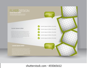 Flyer, brochure, billboard template design landscape orientation for education, presentation, website. Green color. Editable vector illustration.