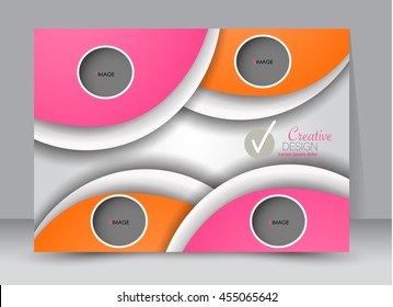Flyer, brochure, billboard template design landscape orientation for education, presentation, website. Pink and orange color. Editable vector illustration.