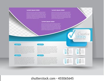 Flyer, brochure, billboard template design landscape orientation for education, presentation, website. Blue and purple color. Editable vector illustration.