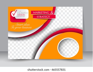 Flyer, brochure, billboard template design landscape orientation for education, presentation, website. Orange and red color. Editable vector illustration.