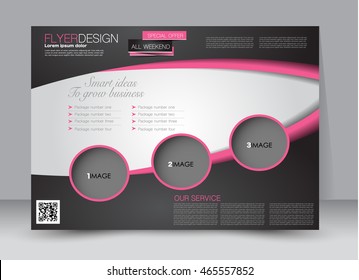 Flyer, brochure, billboard template design landscape orientation for education, presentation, website. Black and pink color. Editable vector illustration.