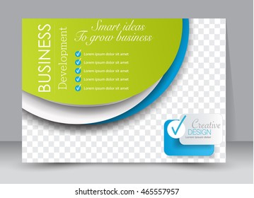 Flyer, brochure, billboard template design landscape orientation for education, presentation, website. Blue and green color. Editable vector illustration.