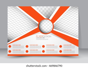 Flyer, brochure, billboard template design landscape orientation for education, presentation, website. Orange color. Editable vector illustration.