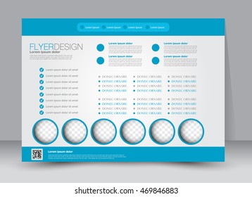 Flyer, brochure, billboard template design landscape orientation for education, presentation, website. Blue color. Editable vector illustration.